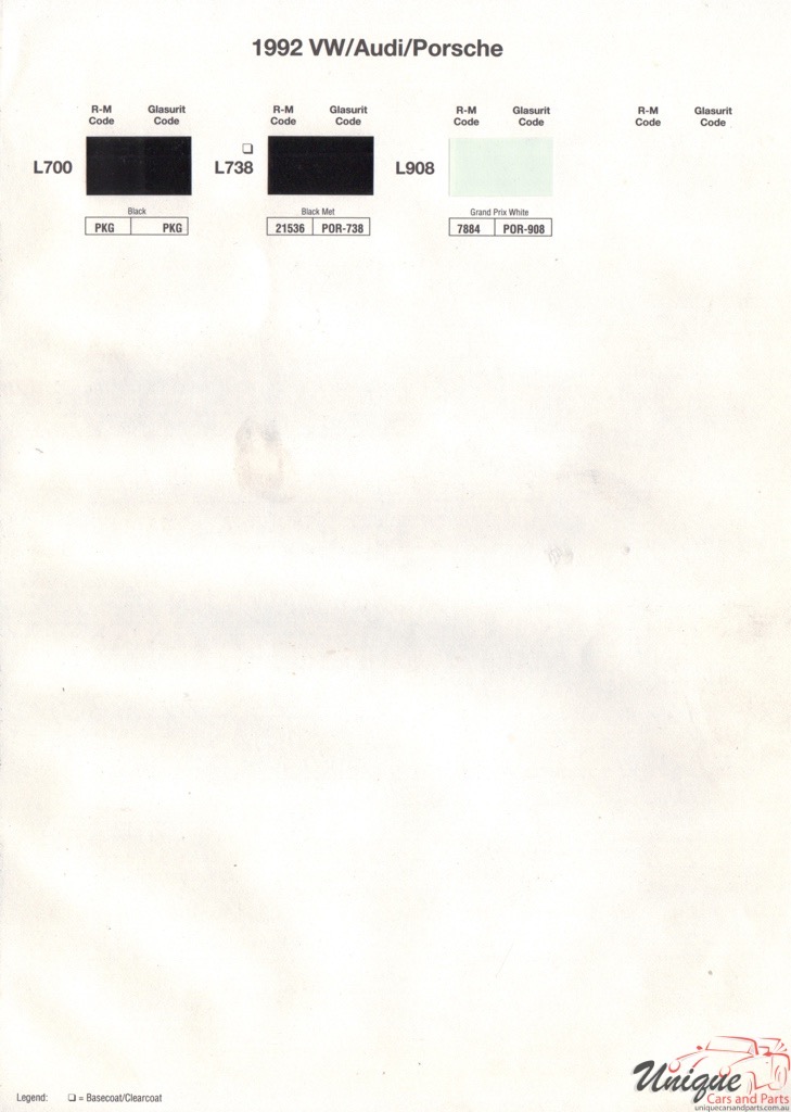 1992 Volkswagen Paint Charts RM 3